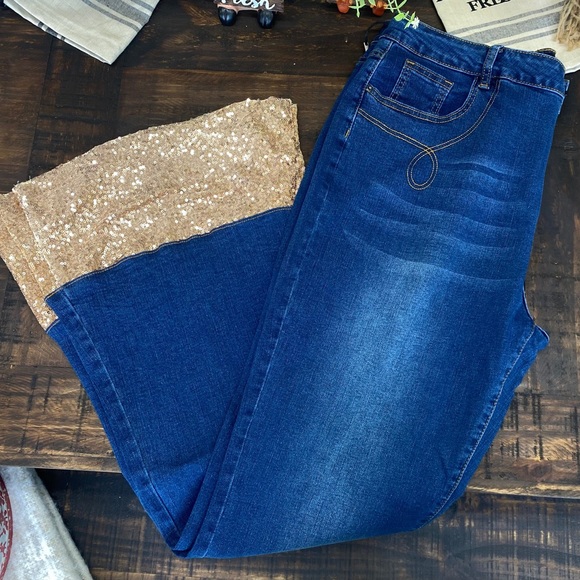 Plus Size Wide Flare Jeans - Picture 1 of 3